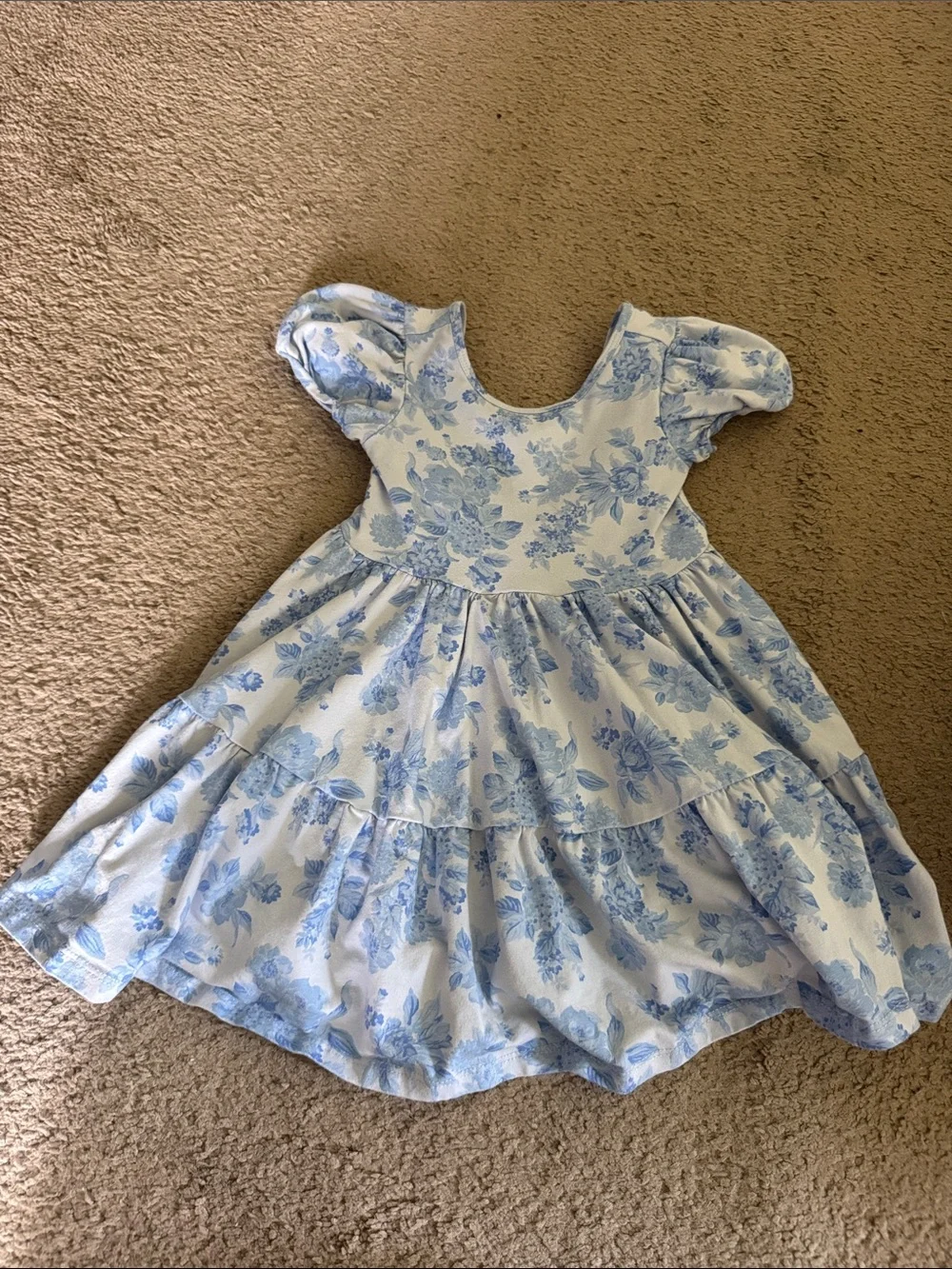 Janie & Jack Blue Floral Puff Sleeve Dress size 3